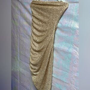 Elegant Strapless Gold Dress